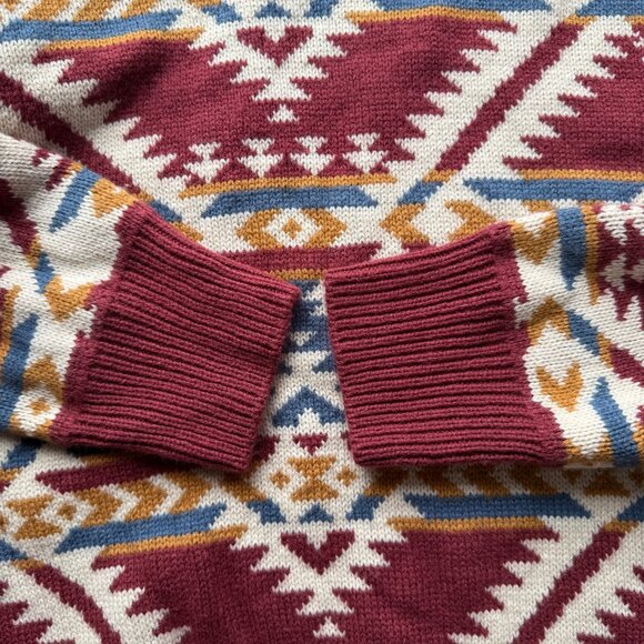Cotton & Rye Womens Geometric Southwestern Knit Sweater Rust/Blue/White Large - Picture 6 of 9
